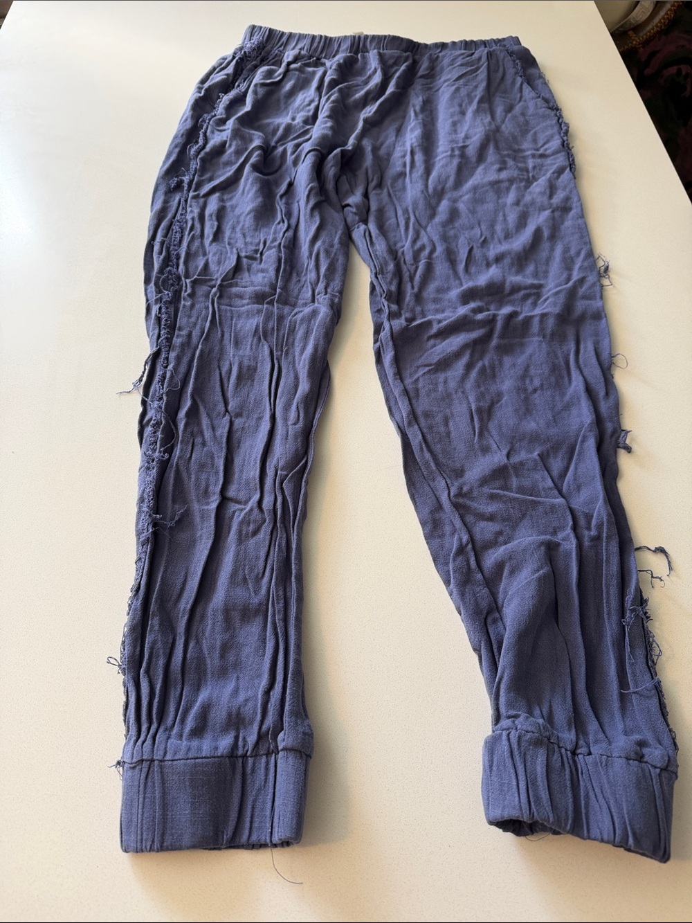Umgee Slate Blue Textured Pull-On Joggers